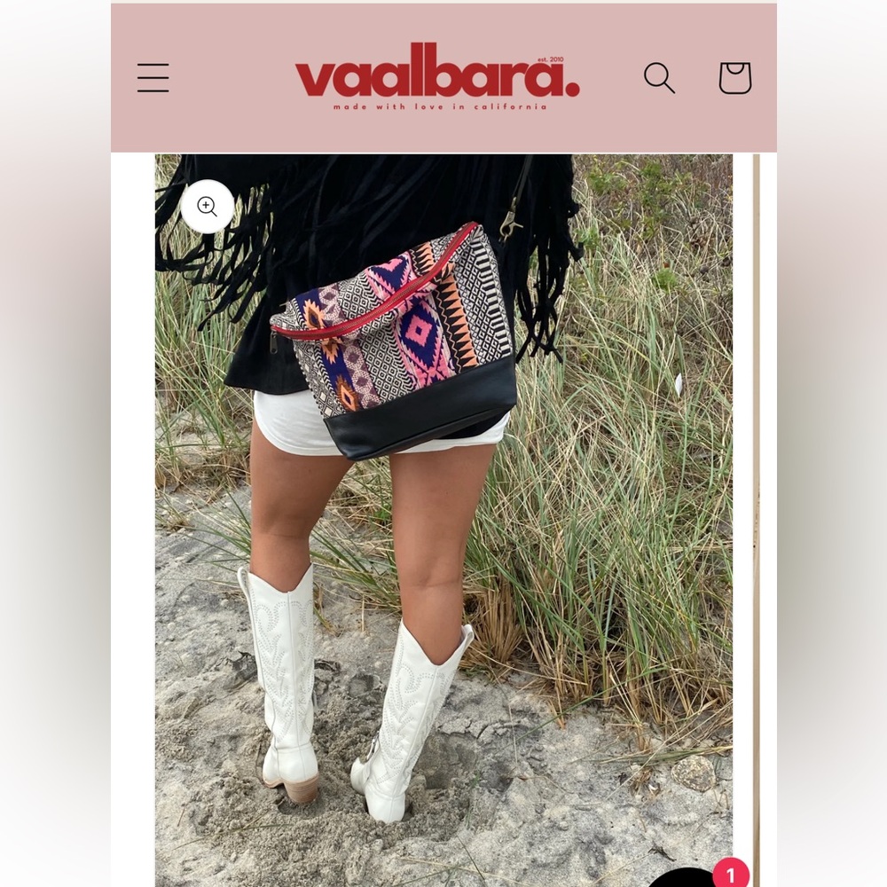 Vaalbara Designs Leather and Kilim Purse Messenger Bag - Picture 4 of 13